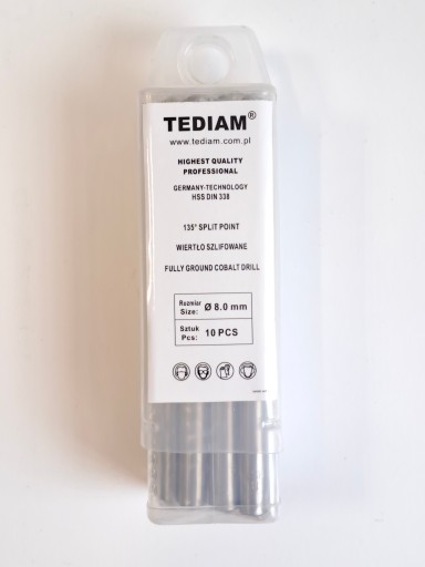 TEDIAM HSS vrtáky do kovu, plný rez, 3,2 mm, silné, 10 kusov