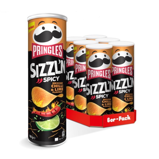 Pringles Sizzl'n Pikantné Mexické Chilli Lime Chilli Lime Chips 180g