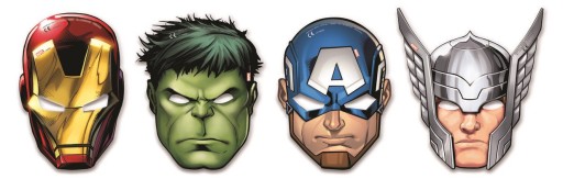 AVENGERS Hulk Thor IronMan papierové masky narodeninová párty 6ks.