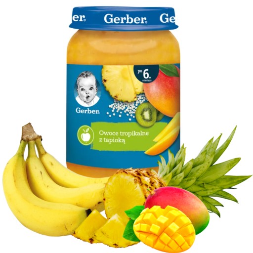 Tropický ovocný dezert s tapiokou banán ananás mango 6 m+ Gerber 190 g