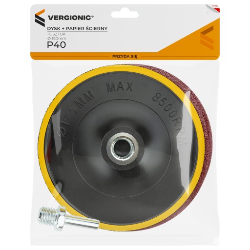KOTÚČ S DRŽIKOM NA VELCRO 150mm NA BRÚSKY A VŔTAČKY + 10ks papier.