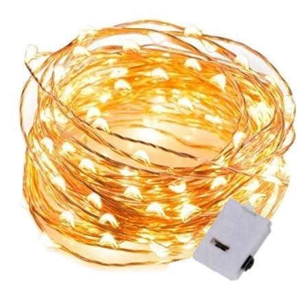 BIELE drôtené svetlá, 30 LED batérií na ozdobu vianočného stromčeka