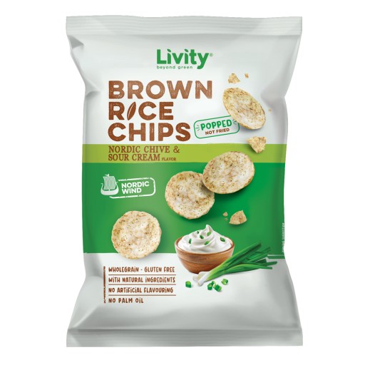 Ryžové lupienky LIVITY, severská príchuť, pažítka so smotanou, bez lepku