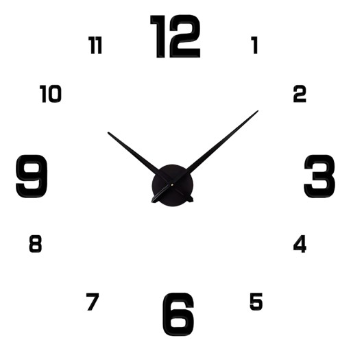 Nástenné hodiny nalepené na stenu Silent DIY LOFT Modern Black 40cm