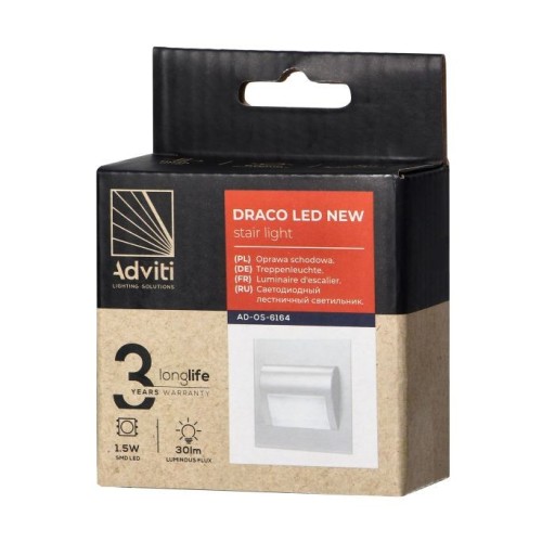 Biele zápustné LED schodiskové svietidlo 1,2W 12VDC 30lm 4000K DRACO ORNO