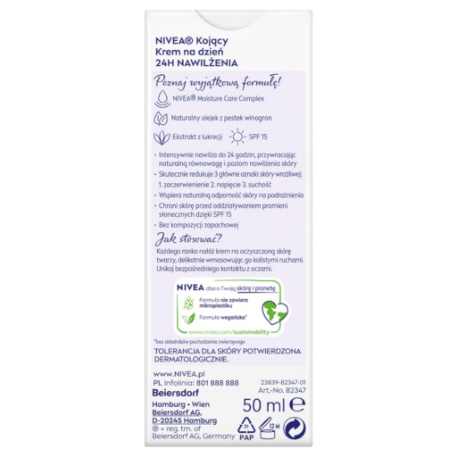 NIVEA 24H MOISTURIZING Upokojujúci krém pre citlivú pleť - s filtrom SPF15 50ml