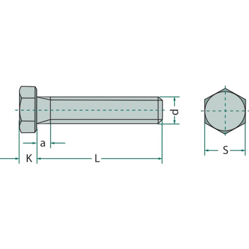Palcová skrutka 5/16 palcov UNC x 25 mm trieda 8,8 DIN 933