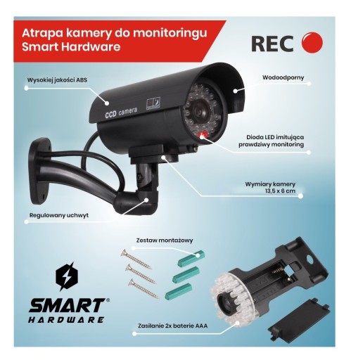 UMMY CCTV MONITOROVACIA KAMERA VONKAJŠIA NÁSTENNÁ KAMERA STRIEBORNÁ LED