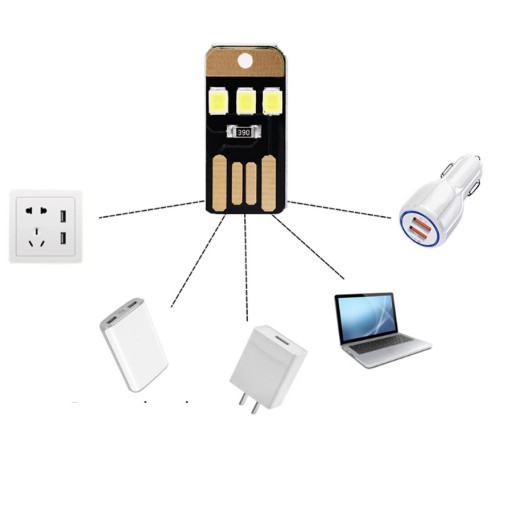 Mini LED USB lampa, čierna, 3 výkonné diódy