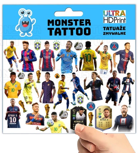 UMÝVAJÚCE DOČASNÉ TETOVANIE PRE DETI DETSKÝ NEYMAR ORIGINÁLNE DIZAJNY