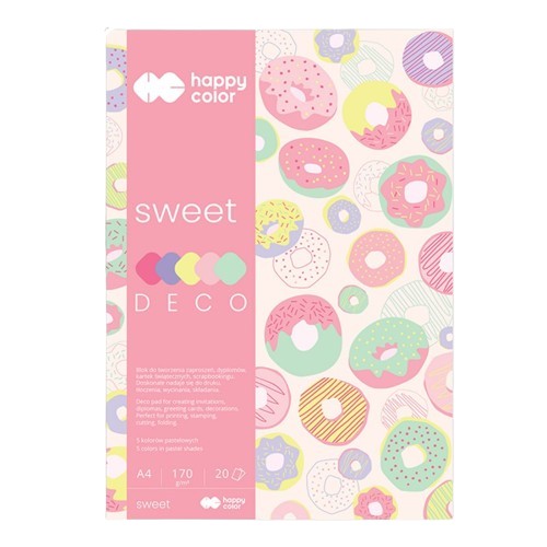 Deco SWEET blok 170 g/m2 A4 20 listov 5 farieb Happy Color