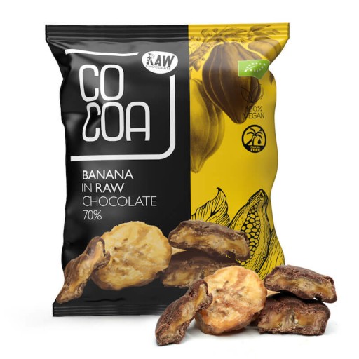 BIO banány v raw tmavej čokoláde RAW VEGAN 70 g Kakao