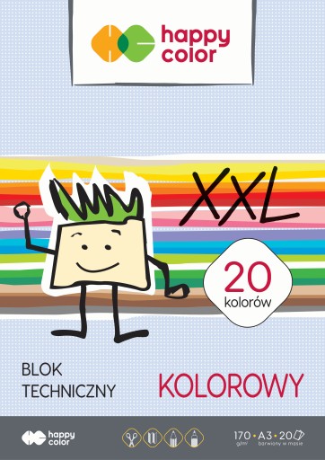A3 farebný technický blok, 170g/m2, 20 farieb