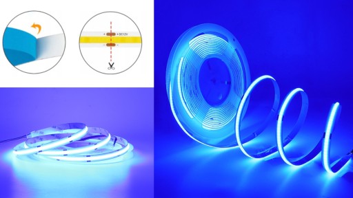 Neónový COB LED pás 12V MODRÝ 1m Homogénny