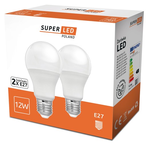 Sada 2x E27 LED žiarovky 12W = 100W SuperLED