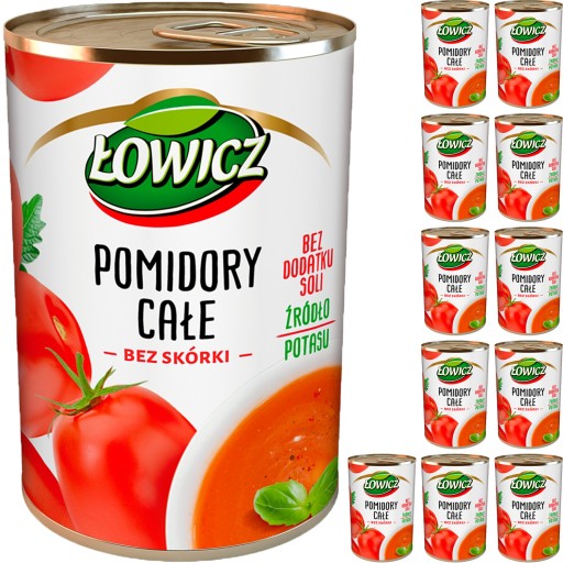 Łowicz paradajky celé bez šupky, konzerva, 400g