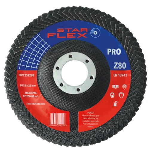 Lamelový kotúč na kútové zvary, 125-22 gr. 80