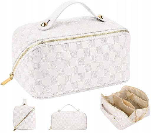 Organizér Travel Case Biela kozmetická taška s rúčkou na kufor Women's Large