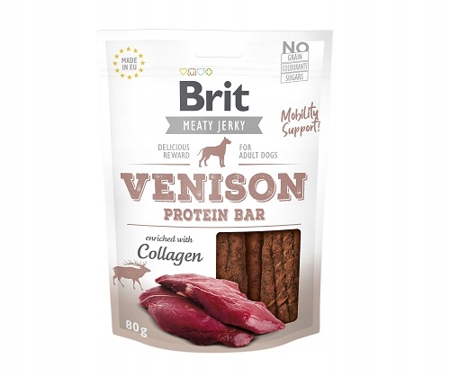 BRIT JERKY SNACK VENISON PROTEIN PROTEIN TYČOVÉ POMÔCKY 80g