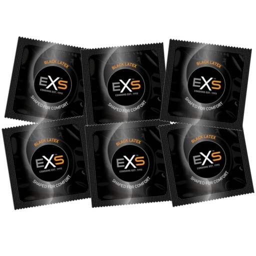 Klasické kondómy EXS BLACK LATEX, sada 25 ks, čierne