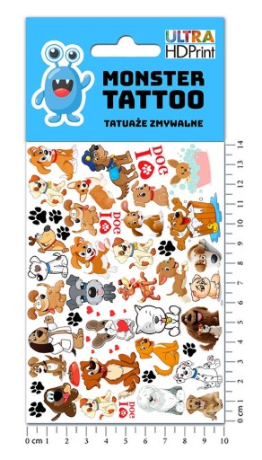 UMÝVAJÚCE DOČASNÉ TETOVANIE PRE DETI DETI PSI PSY ORIGINÁLNE DIZAJNY