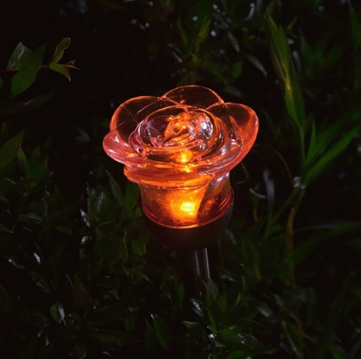 Vonkajšie LED solárne záhradné svietidlo ROSE studded studená biela + RGB