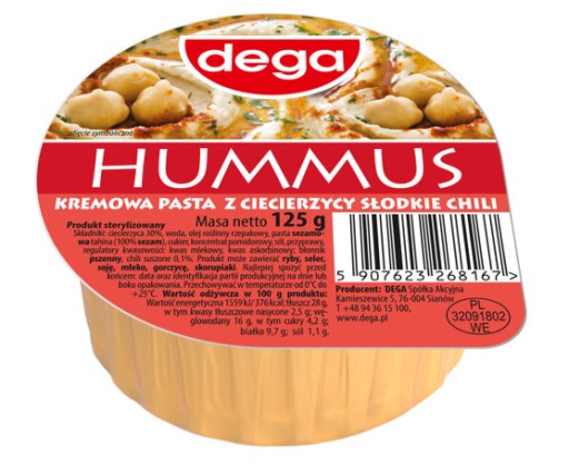 CÍCÍROVÝ HUMMUS SLADKÉ CHILI 125g DEGA