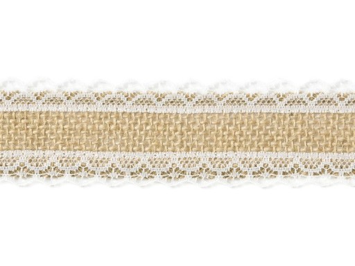 JUTOVÁ STUHA S ČIPKOVOU DEKORACIOU STUHA 4CM/5M