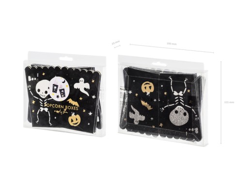 BOO sladkosti popcorn boxy čierne Halloween 6