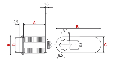 Kazetový zámok pre zásuvkové boxy 19 x 30 mm