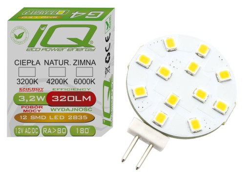G4 12 LED SMD ŽIAROVKA 12V AC/DC 3,2W TEPLÁ CCD