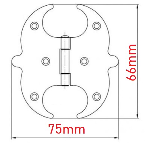 Ozdobný čierny skrutkovací pánt SMALL 75/66mm