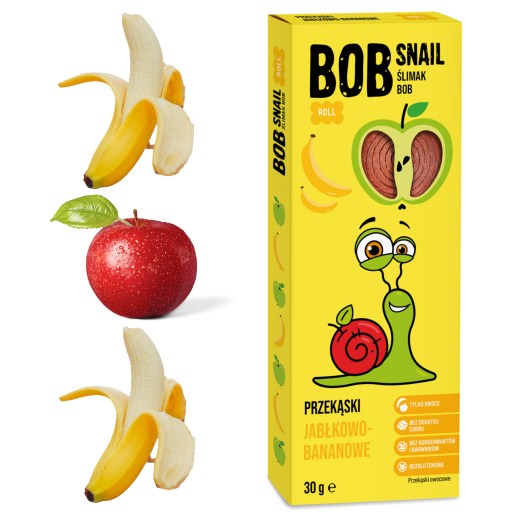 BOB SNAIL slimák 30g Jablko Banán prírodný, zdravý, chutný snack
