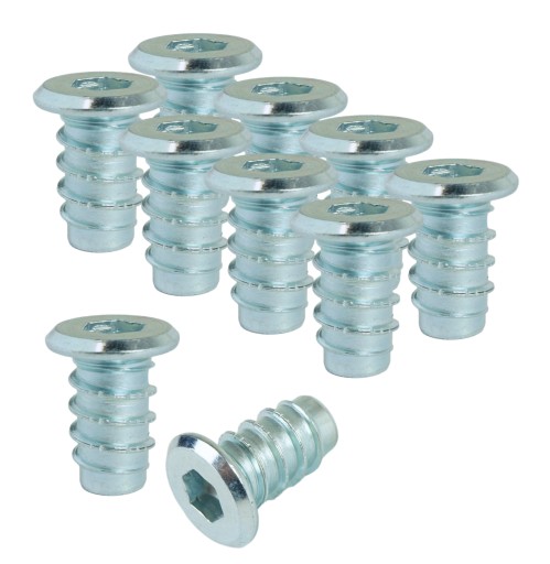 10x nástrčná skrutka M6 x 16 mm s dreveným nákružkom, ľavý závit
