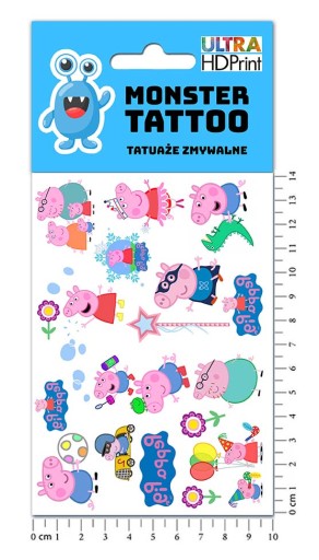 UMÝVAJÚCE DOČASNÉ TETOVANIE PRE DETI DETSKÉ PEPPA PIG ORIGINÁLNE DIZAJNY