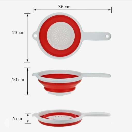 SKLADACÍ SILIKÓNOVÝ CEDNÍK S RÚČOVÝM SITOM ODKAPÁVAČ SIVÝ 23CM