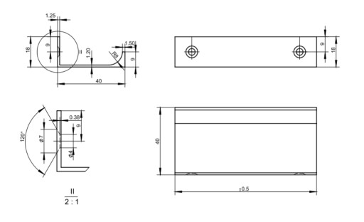 Okrajová rukoväť aplikovaná vpredu, chróm - 32/52 mm UA06 AMIX