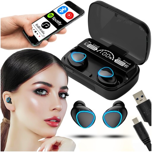 BEZDRÔTOVÉ SLÚCHADLÁ DO UŠÍ BLUETOOTH 5.3 PRO + POWERBANK BT+