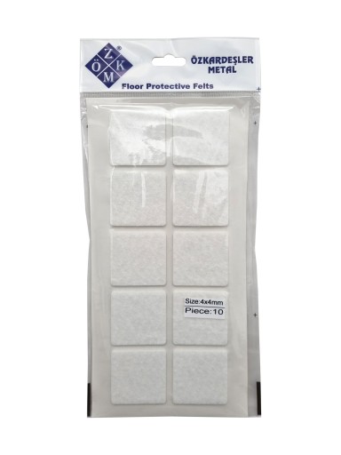 Plstené podložky na biele stoličky 4 x 4 cm - 10 ks.