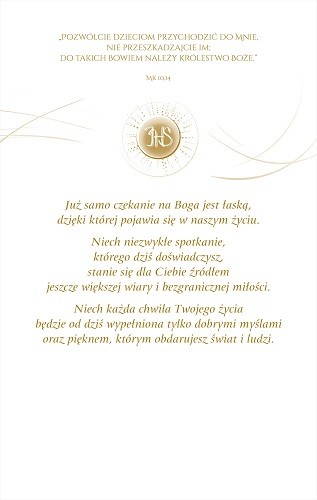 Suvenir Communion card s textom, jemný KS5