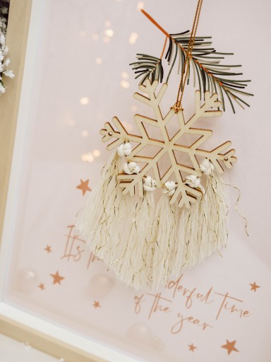 MACRAME BASE snehová guľa vločka macrame 8cm