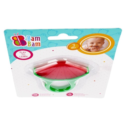 Upokojujúce hryzátka pre Bábätká 4 mesiace VODOVÝ MELÓN farebné gumené hryzátko BAMBAM