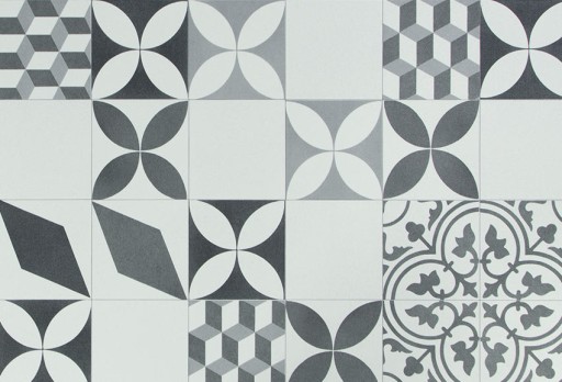 šírka 3 m ŠEDÝ PVC KOBEREC BINGO KOCKY PATCHWORK MOZAIKA BOHO ŠTÝLU