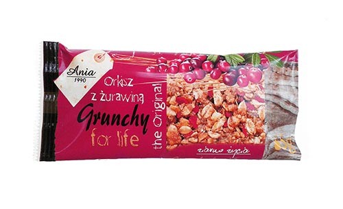 Špaldová grunchy tyčinka s brusnicami 65g ANIA