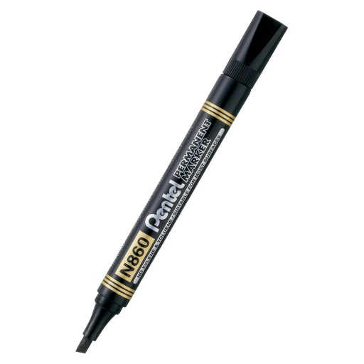 Pentel N860 čierny permanentný popisovač so skoseným hrotom