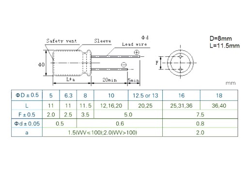 Elektrolytický kondenzátor 1000uF/10V 85*C 10 ks