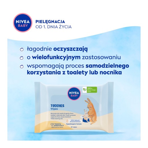 NIVEA DETSKÉ VLHČENÉ UBROUSKY PRE DETI 57 KS. TODDIES