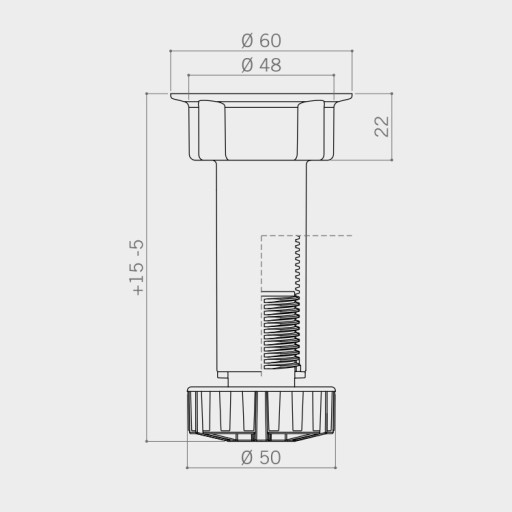 4 x kuchynská noha H-100 mm + 2 x klip, schválená 350 kg