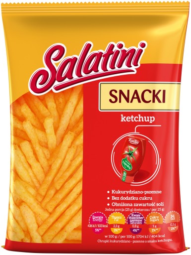 Zdravé kukuričné lupienky Kečup 25 g Salatini