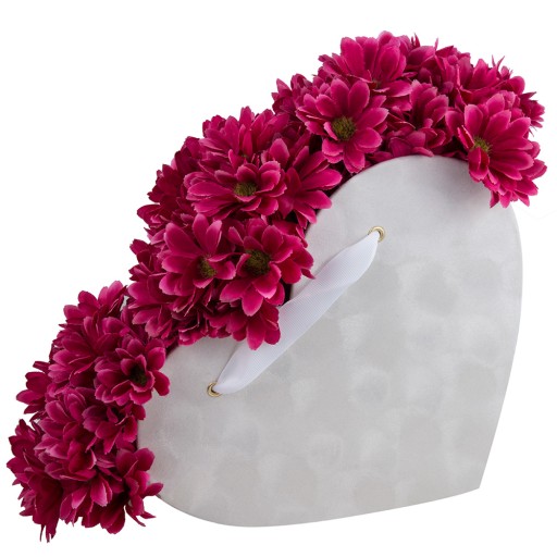 Kvetinová krabička Srdce semišová velúrová 30 cm